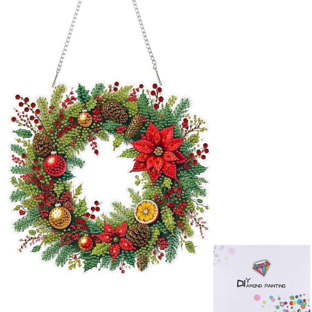 Рождественские DIY 2D Плоские Акриловые Специальной Формы Подвесные Наборы Алмазной Живописи Алмазный Арт Подвеска для Окна Дома Сада Стены Двери Декор