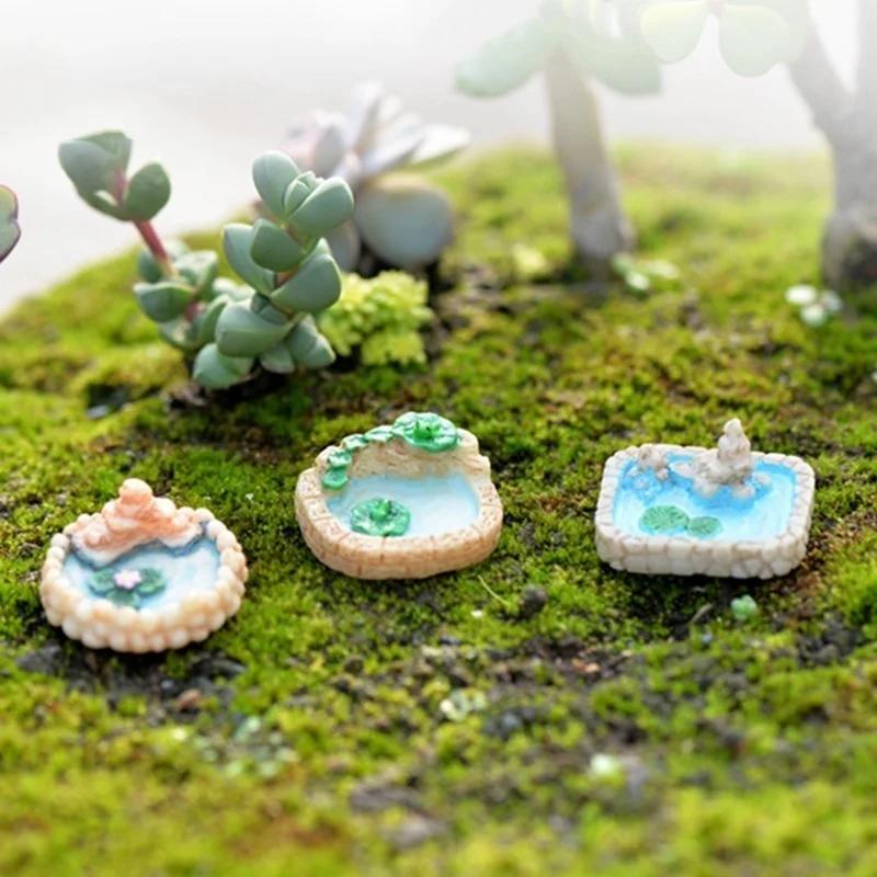 3PCS DIY Resin Miniature Landscape Decoration Lotus Pond Mixed Size Garden Decoration Micro Landscape Decoration