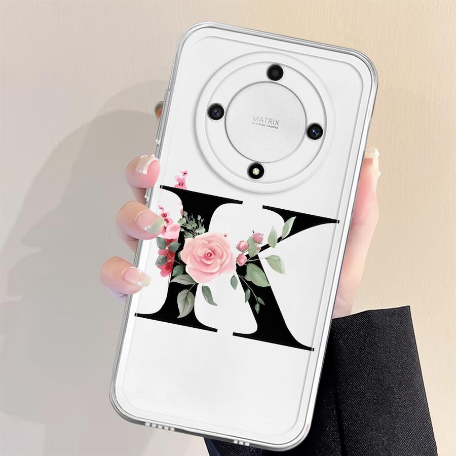Чехол с цветочными буквами для Honor 90 Lite X9a X7b X8 X8b X9b X8a Мягкая крышка для телефона