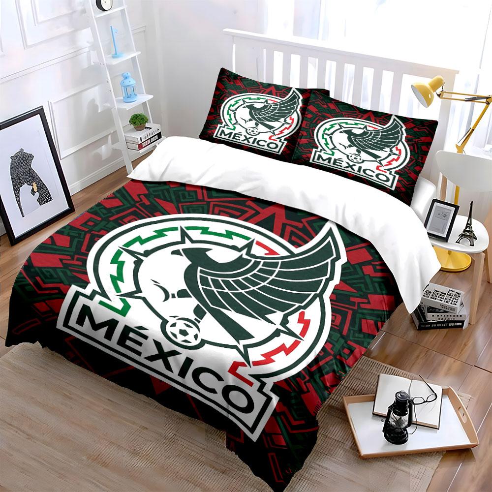 Mexico Soccer Logo Bedding Set Bedding Duvet Cover Set Duvet Cover Pillowcases (1 * Duvet Cover 2 * Pillowcases, without duvet insert)