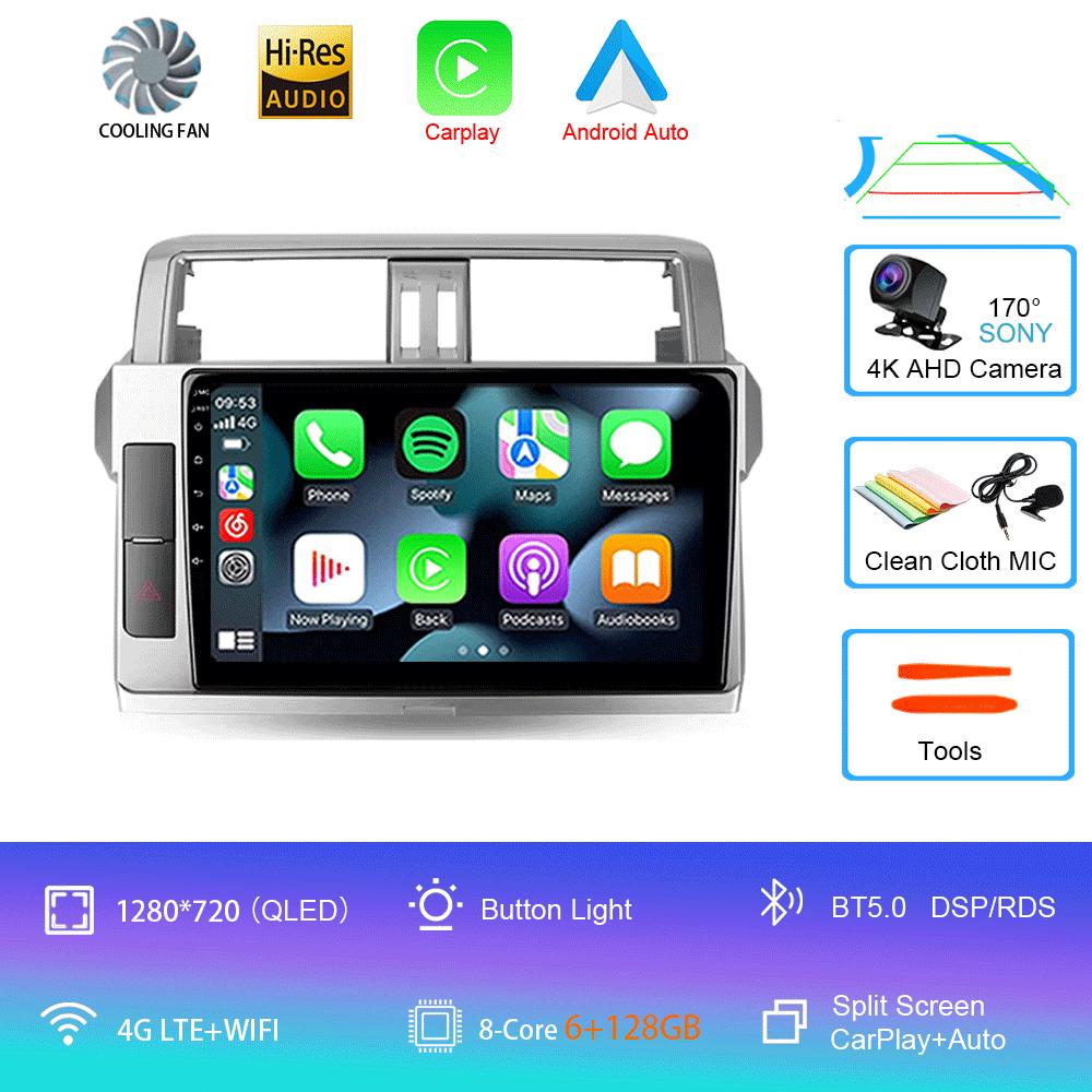 Для Toyota Land Cruiser Prado 150 2013 2014 - 2017 Автомобильное радио Android 14 Навигация Мультимедийный проигрыватель GPS WiFi+4G Видео Carplay