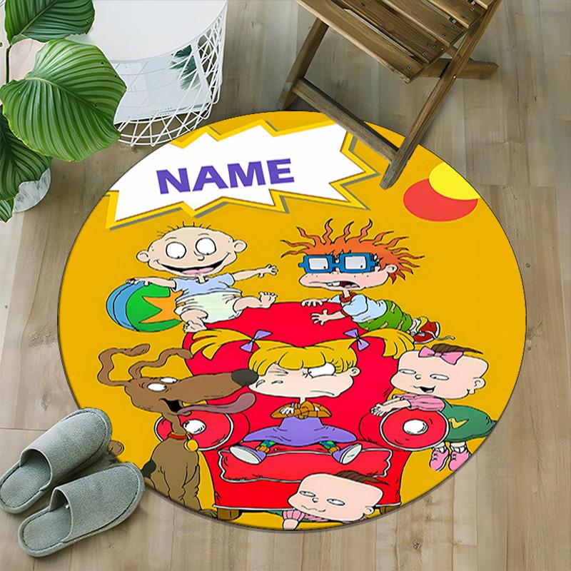 Customizable R-Rugrats in paris2 Round Non-Slip Carpet - Ideal for Garden, Picnic, Office, Perfect for Decoration, Suitable For All Seasons