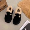 Thick-soled Snow Boots Women's Winter Velvet Warm Loafers Cotton Shoes New One-pedal Retro Women
