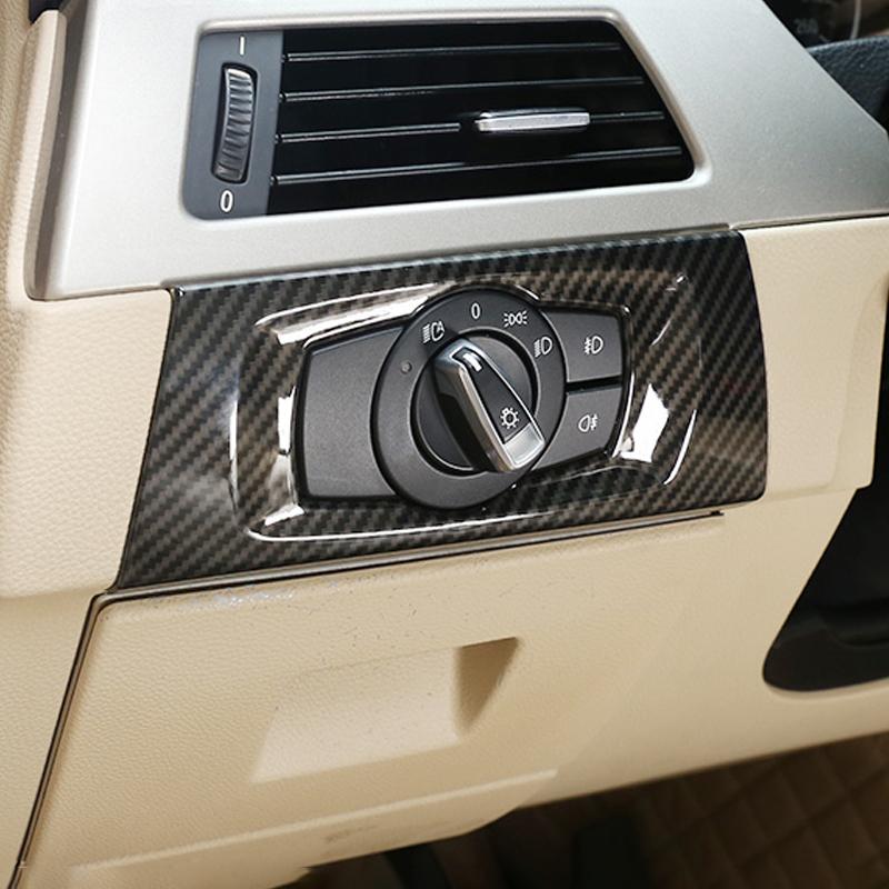 LHD автомобильный карбоновый ABS переключатель фар декоративная рамка крышка отделка внутренние наклейки аксессуары для BMW 3 серии E90