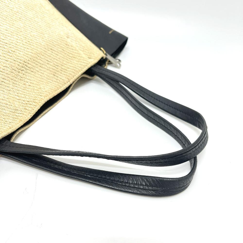CELINE Kaba Gazette Bags Hand Bag Tote Bag hemp / Leather Beige/Black