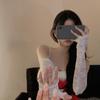 Black Silk Mesh Wedding Lace Gloves for Women's Evening Dress, Wedding Veil, Pure Erotic and Sexy Photo Sleeve, Sleeveless Dress