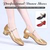 Размер 34-42, женские туфли для современных танцев из полиуретана, золотистые, с закрытым носком, для начинающих, туфли Мэри Джейн на низком каблуке