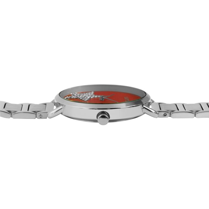 Montre femme - RAPTOR - Sina - Boîtier 39 mm - Bracelet acier inoxydable argenté - Cadran rouge