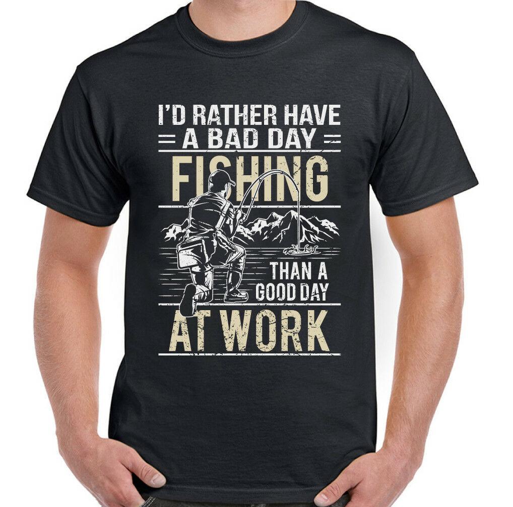 Rather A Bad Day Fishing Mens Funny Fisherman T-shirt Angler Angling Fish Rod