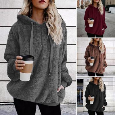 Женская толстовка Fuzzy Sherpa, пушистый свитер с капюшоном, повседневный свободный флисовый джемпер для повседневной носки и активного отдыха на свежем воздухе