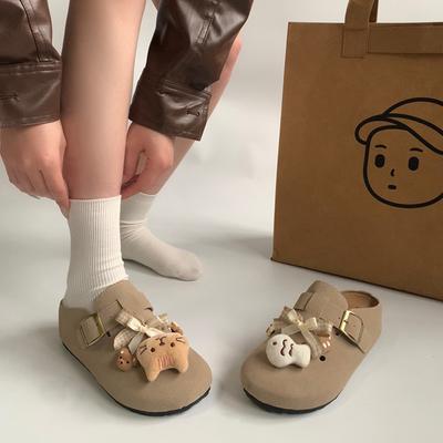 Тапочки Baotou женские весенне-летние модные и повседневные туфли с мультяшной пряжкой на ремне Boken Shoes