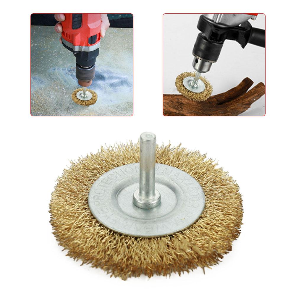 Wire Wheel Brush 6mm Shank Copper Plating Stainless Steel Wire Wheel Brush Grinder Rotary Tool