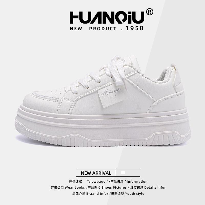 Global Student Platform White Shoes Women's ZHQ68022 Spring New Women's Shoes Trend Korean Version Heightening Casual Board Shoes