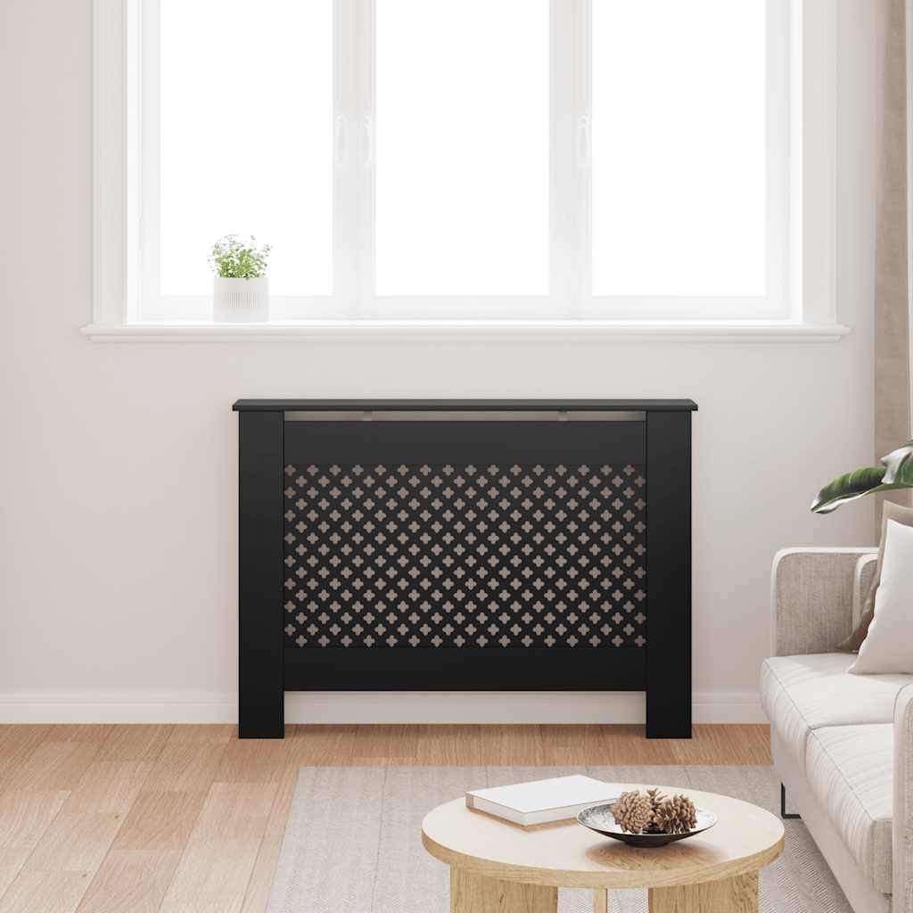 Radiator Cover Black 112 x 19 x 81.5 cm MDF