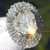 Luxury Inlaid White CZ Women's Ring Aesthetic CopperColor Geometry Daily Wear Party Jewelry Anniversary Gift