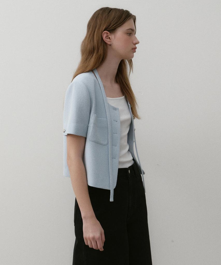 Куртка Ostkaka Tweed Single Crop Небесно-голубая