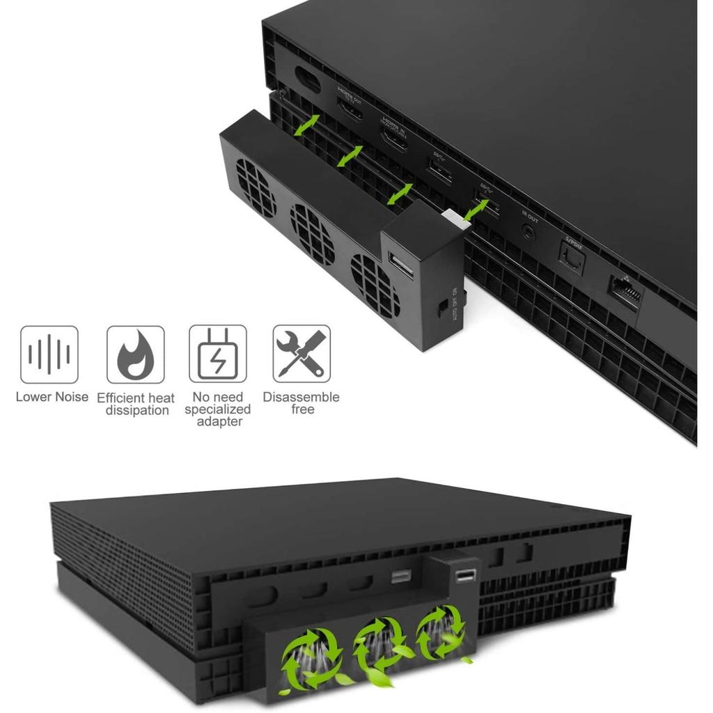 USB Cooling Fan Compatible with Xbox One X Console, Cooling System Compatible with 3 Cooling Fans and 2.0 USB Port - Only Compatible with Xbox One X