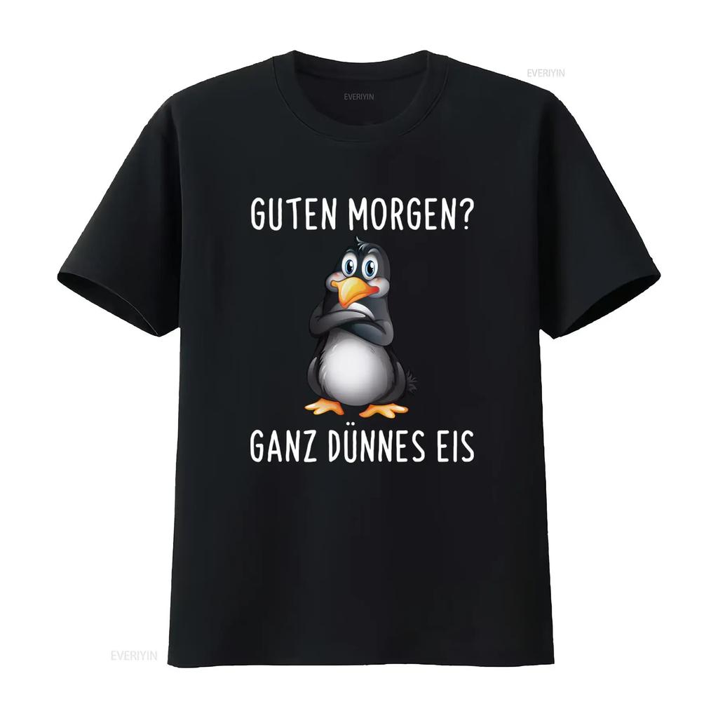 Доброе утро Guten Morgen Смешная ворчливая пингвин футболка с принтом Ganz Dunnes Eis винтажная стираная унисекс универсальная повседневная