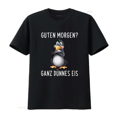 Доброе утро Guten Morgen Смешная ворчливая пингвин футболка с принтом Ganz Dunnes Eis винтажная стираная унисекс универсальная повседневная