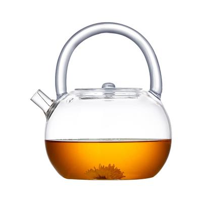 Чайник Pokaro Tea Clear Round, Чайник из термостойкого стекла, Ударопрочный, Безопасный для прямого нагрева, Большой объем 850 мл, Прозрачное стекло, Ручная работа