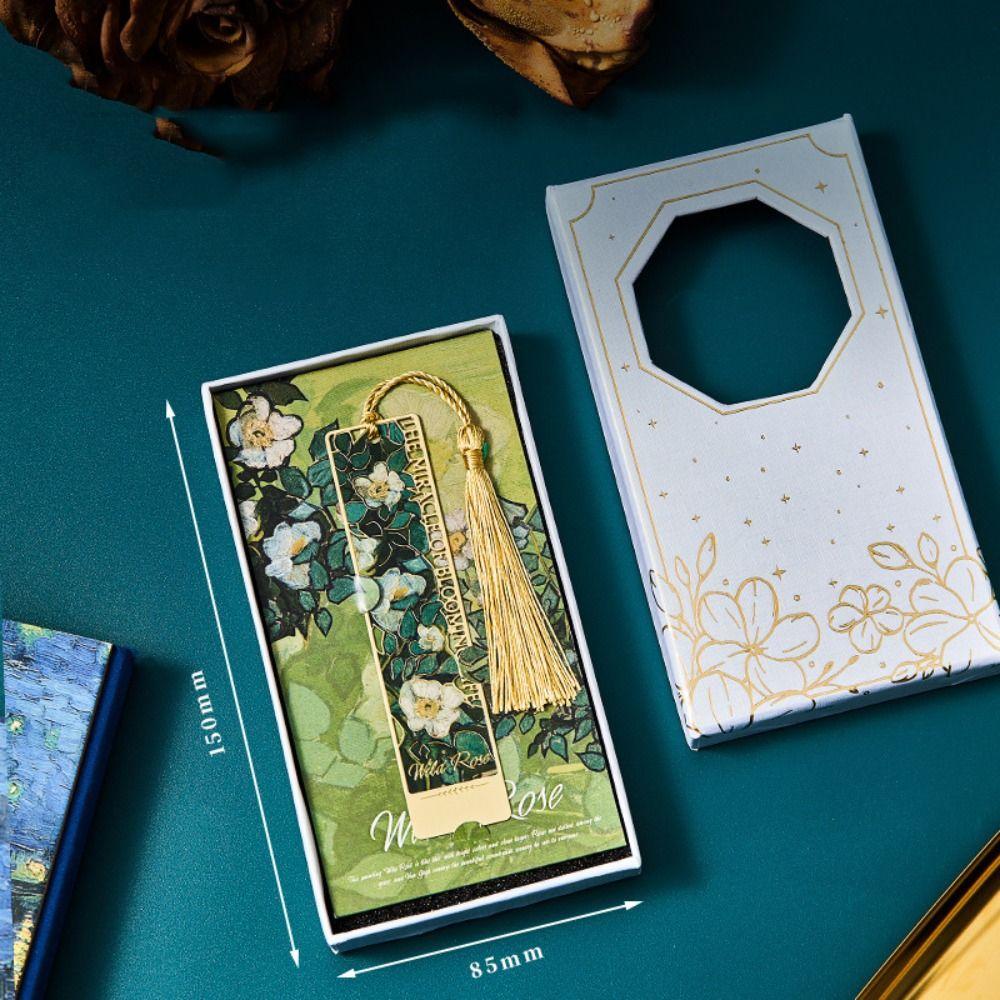 Painting Flower Metal Bookmark Hollow Literary Flower Pagination Mark  Student Gift
