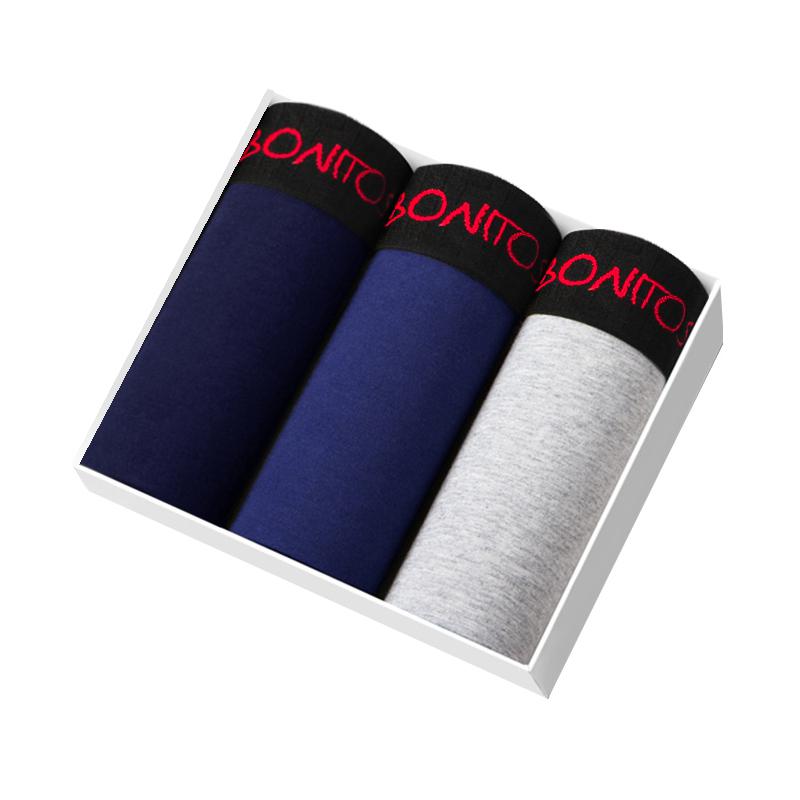 BONITOS 3 шт., хлопковые мужские боксеры, однотонные мужские трусы, сексуальный комплект мужского нижнего белья