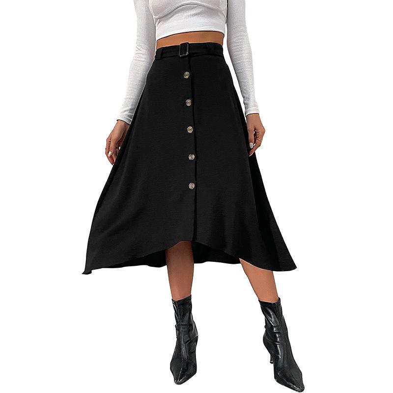 Весенне-летняя женская юбка до половины тела, модная однотонная юбка до середины тела, средней длины