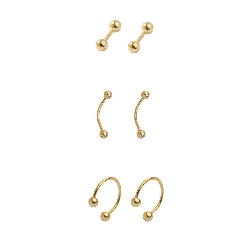 Round Bead Earrings New Style Trendy Personality Earrings Simple and Cold Wind Ear Bone Nails for Women Small and Versatile