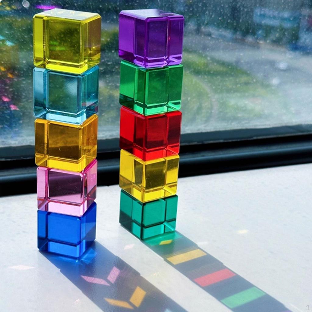 Building Blocks SE Educational Toys Colorful Training Rainbow Acrylic GEM Cubes for Ages 3-6