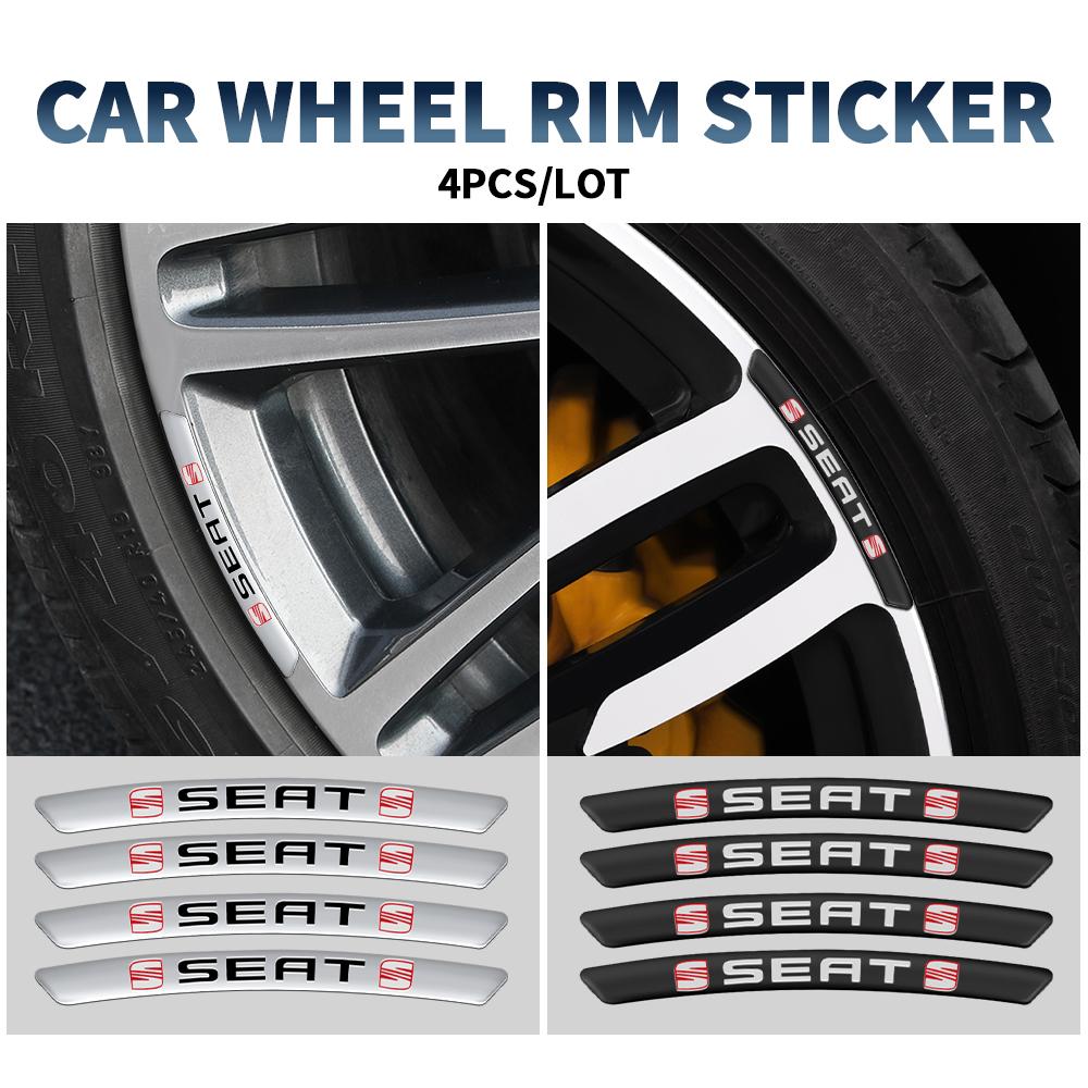 wzbn2 4Pcs Car Tire Curved Rims Aluminum Wheel Hub Emblem Sticker For Seat Cupra Tarraco Leon FR Arona Mk1 Mk3 5f Ibiza 6j Ateca Altea