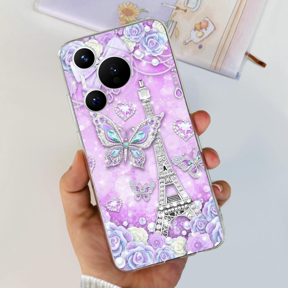 Чехол для Huawei Pura 70 Pro Plus Стильный окрашенный чехол Прозрачные силиконовые чехлы для телефона для Huawei Pura 70 Pro Pura70 Pro+ Мягкие чехлы
