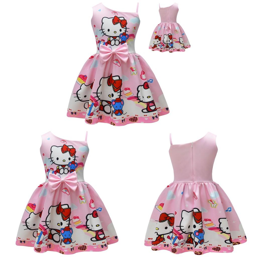 Безрукавное платье с принтом Hello Kitty и оборками для весеннего наряда