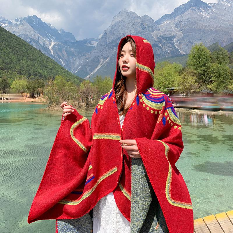 Дышащая, теплая и универсальная домашняя, осенне-зимняя женская шаль для путешествий, толстый плащ, одеяло с кондиционером