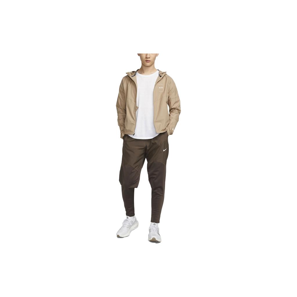 Nike Однотонная мужская куртка с капюшоном и логотипом на молнии цвета хаки FN7285-247
