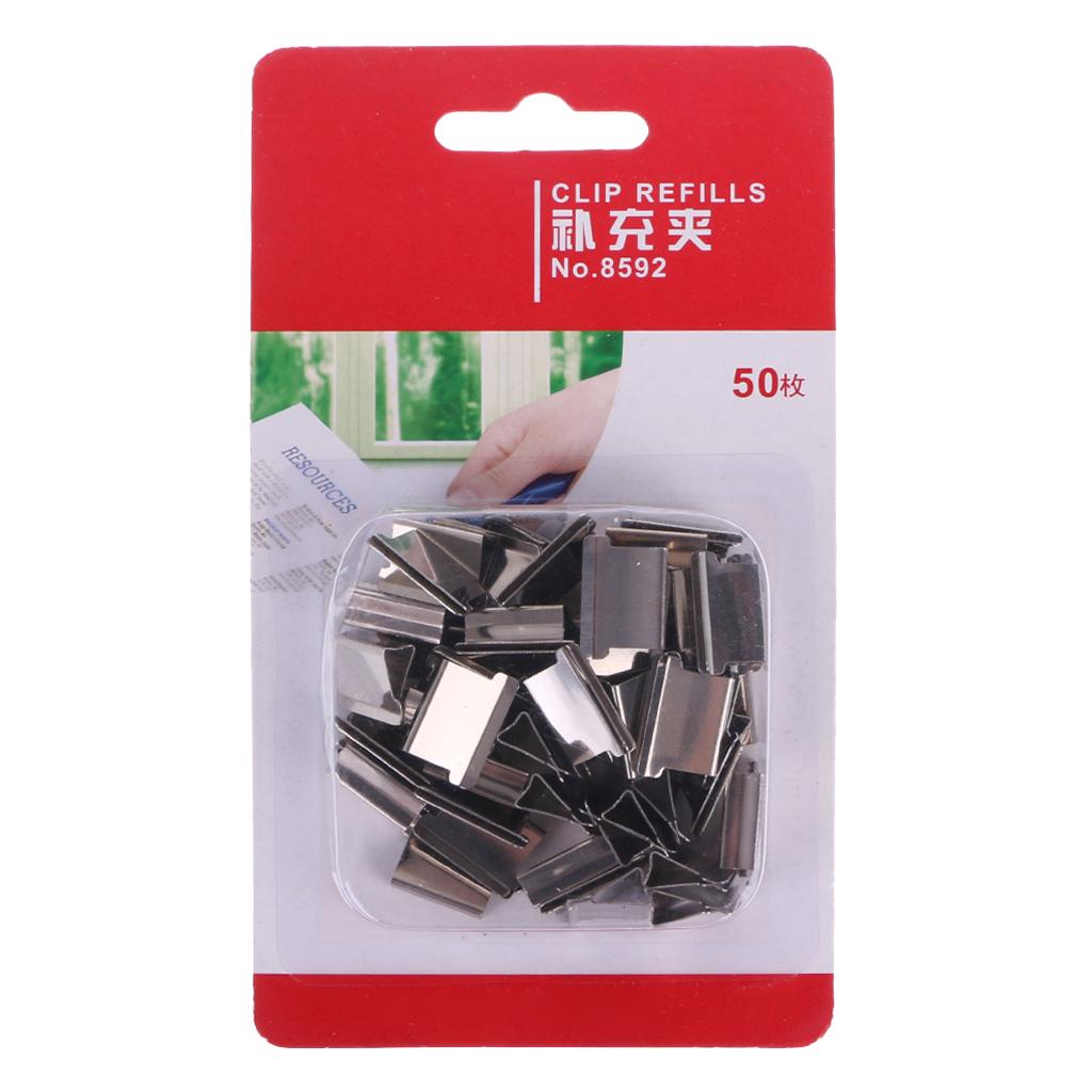 50pcs Metal Paper Clipper Refill Document Clip Photo Tickets Notes Letter Folder