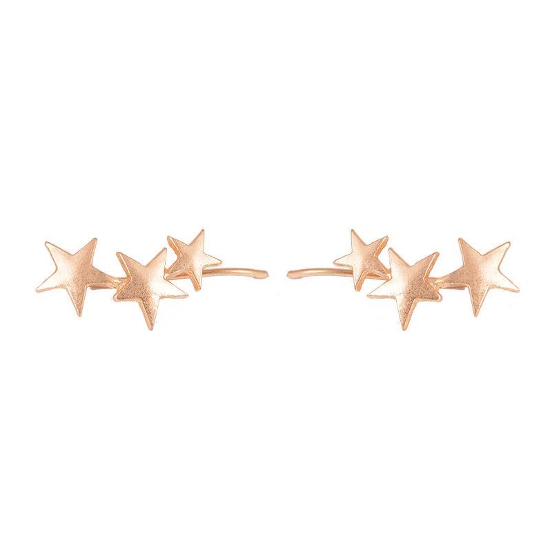 Fashion Scrub Three Star Stud Earrings Five-pointed Stars Without Pierced Ear Clips Simple Jewelry AVE
