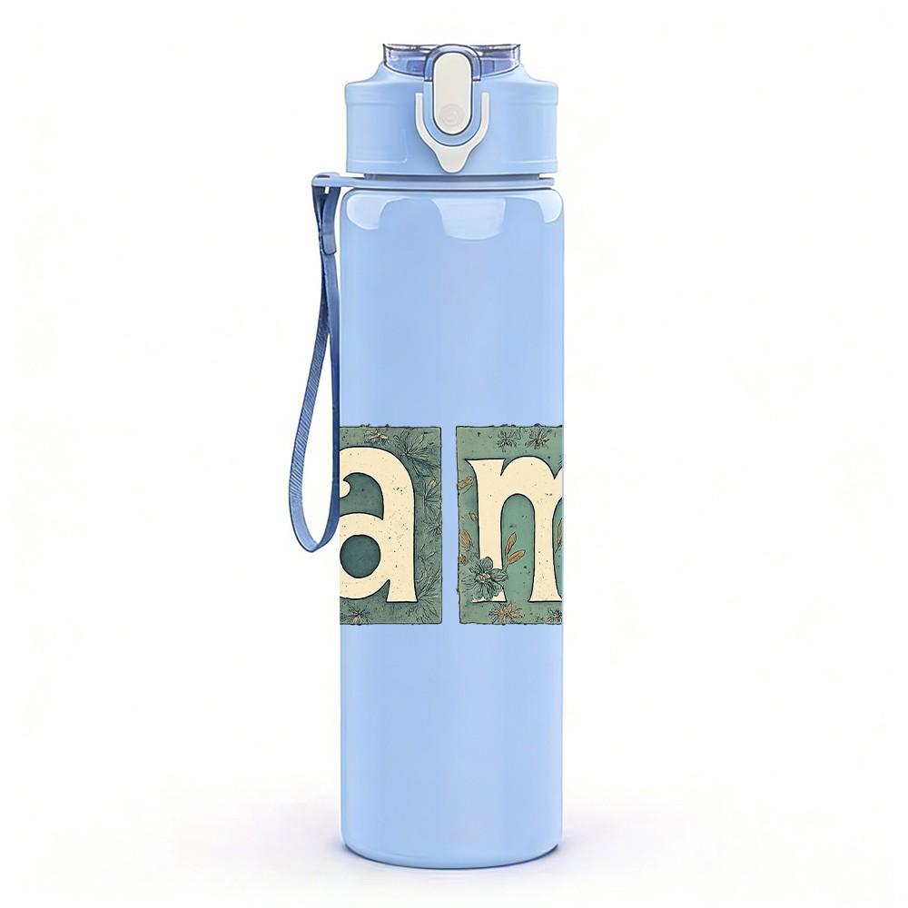 1PC Mama Colorful Block Letter Print 750ml Color Plastic Sports Water Bottle Leakproof Flip Straw Lid Suitable for Sports Office Home Use