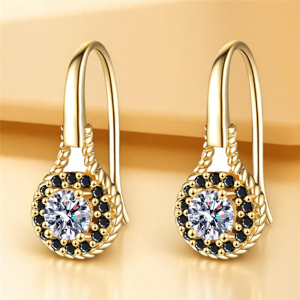 Шарм Женские Черно-Белые Круглые Циркониевые Подвесные Серьги Милые Модные Свадебные Серебряного Цвета Свадебные Украшения для Женщин