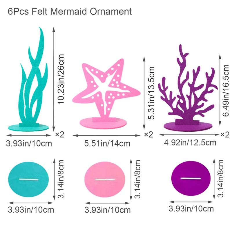 6 шт. украшения для вечеринки в стиле Русалочки своими руками войлочные коралловые украшения для стола под водой принадлежности для вечеринки по случаю дня рождения девочки Baby Shower