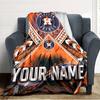 Name Custom Houston Astros Logo Print Flannel Blanket High Quality Warm Comfortable Cover for All Seasons Perfect for Gifts Home Decor