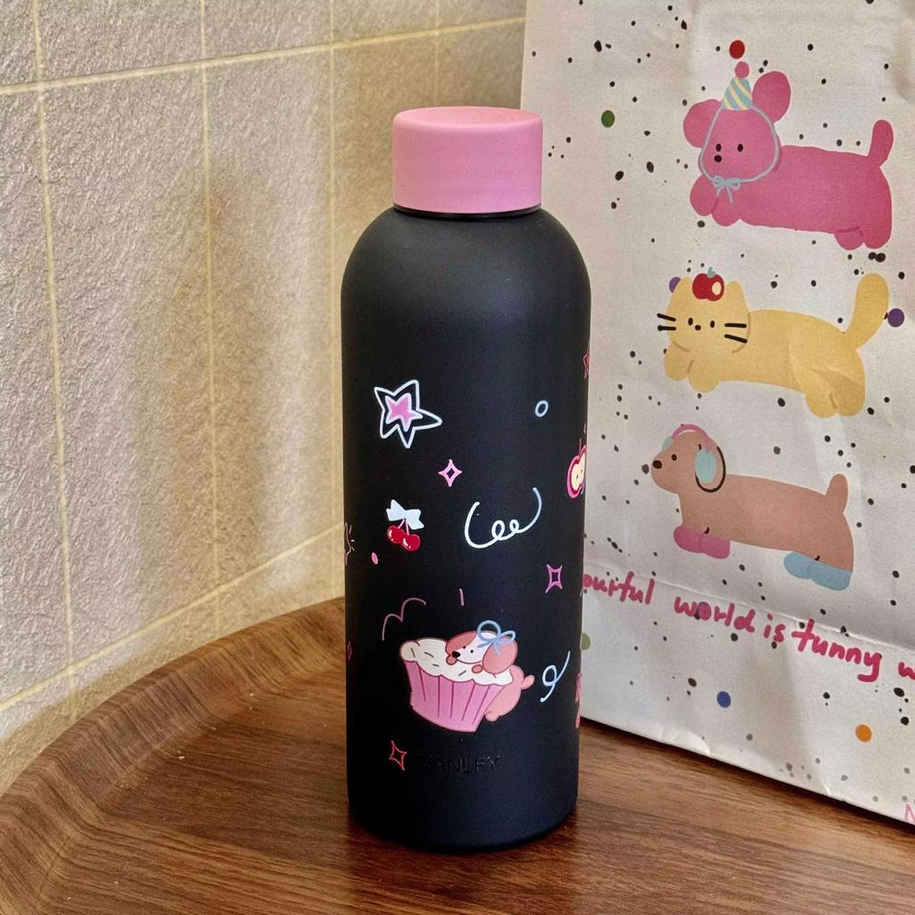 Cute Cake Cat Stainless Steel Insulated Cup, High Aesthetic Design, Portable Small Mouth Bottle for Women Keep Hot & Cold Drinks
