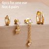 4PCS Fashion Star Moon Stainless Steel Zircon Stud Earrings Set For Women 114K Gold Plated Earring Classic Huggie Daily Jewelry