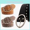 Streetwear Women Leather Rivets Belt With Alloy Metal Buckle For Use Daily