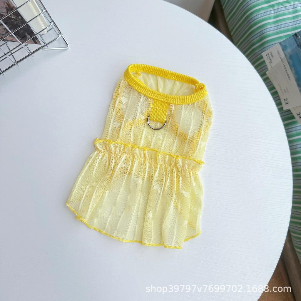 Hollow Love Lotus Leaf Skirt Pet Dog Dog Cat Clothes Summer Thin Breathable Sunscreen Than Bear