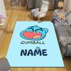 Custom Name,Gumball Home Sofa Decoration for Living Room & Bedroom, Non‑Slip Play Flannel Floor Mat for Game Room