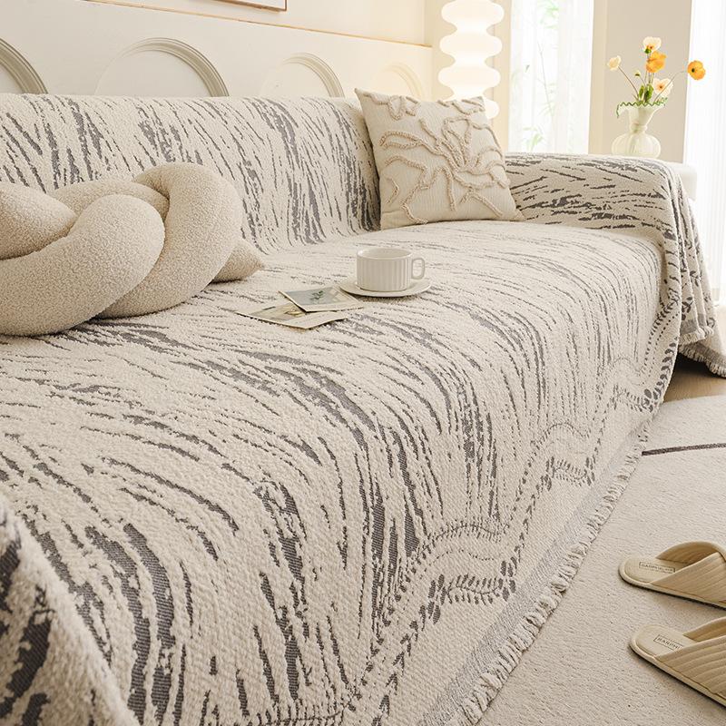 Durable Microfiber Sofa Cover With Elastic Hem, Chic Couch Cover And Anti-Stain Sofa Slipcover For Families