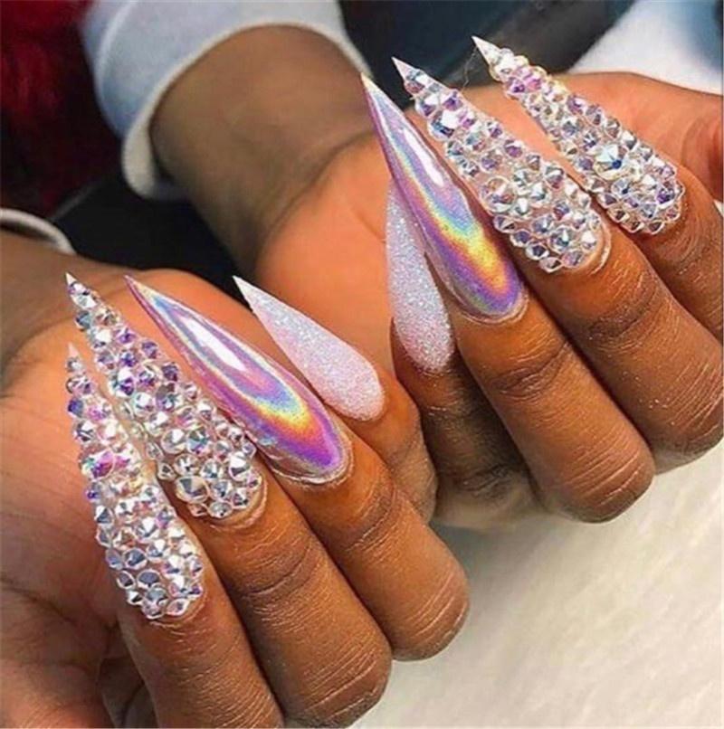 12 сеток/корпус, 3D стразы для ногтей AB, прозрачные хрустальные стразы для ногтей, подвески для ногтей с плоской задней частью, драгоценные камни, хлопья, алмазные украшения для маникюра, дизайн ногтей «сделай сам»