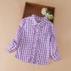 Клетчатая рубашка для девочек с оборками, длинный рукав, повседневный топ, 100% хлопок, весна-осень, для ежедневной носки, детская мода 2025