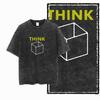ZB THINK OUT OF THE BOX Хлопковая футболка с принтом, кислотная стирка, графическая, унисекс, крутая уличная одежда, мужские футболки, большого размера, футболка для мужчин