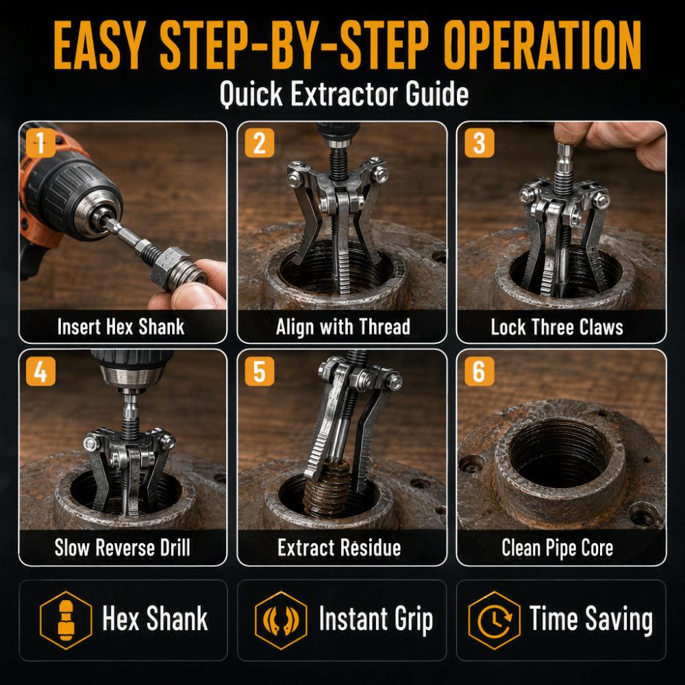 Multifunctional Broken Pipe Screw Extractor 3-Jaw Pipe Screw Remover Plumbing